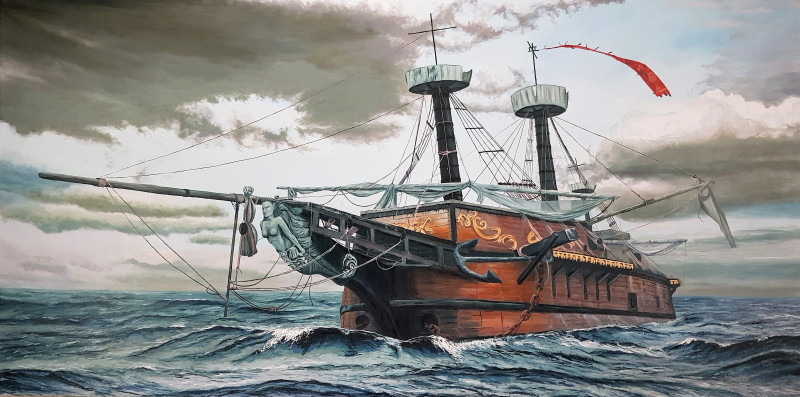 Mantas Naulickas tapytas paveikslas Laivas į niekur, Jūros , paveikslai internetu