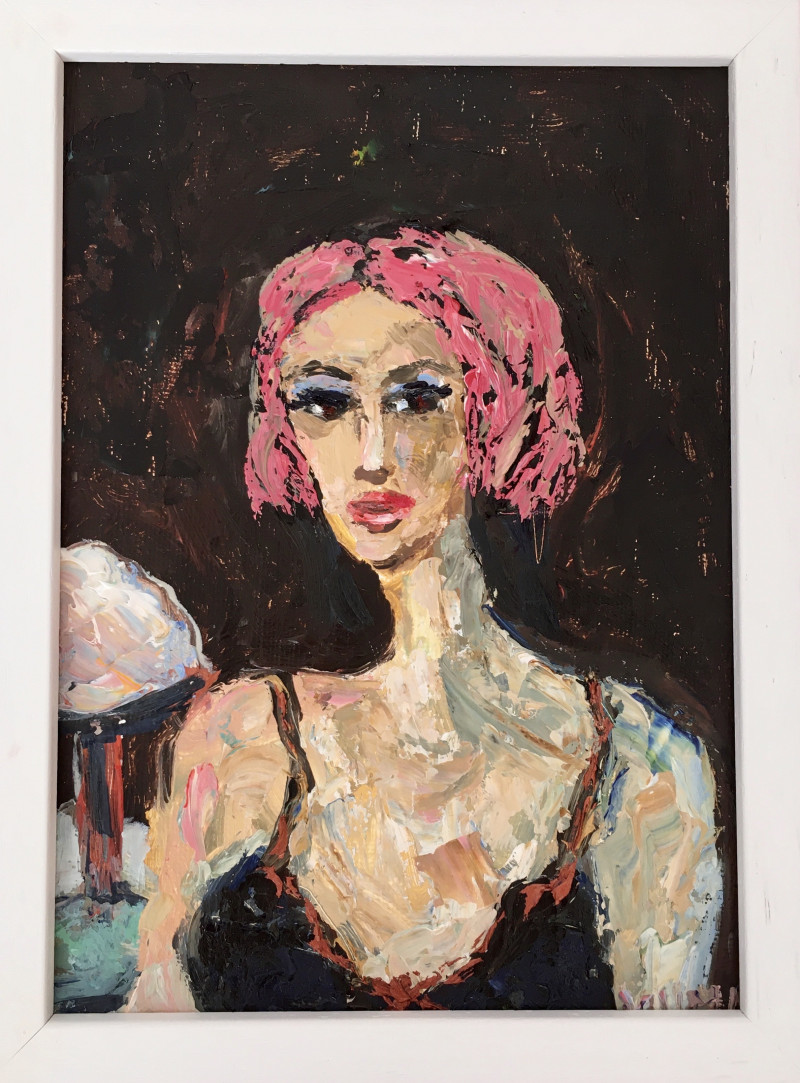 Vilma Gataveckienė tapytas paveikslas Pink hair, Moters grožis , paveikslai internetu