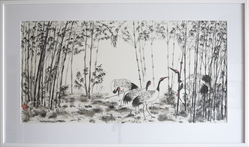Indrė Beinartė tapytas paveikslas Gervės bambukų giraitėje, Animalistiniai paveikslai , paveikslai internetu