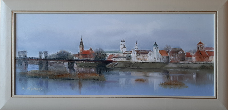 Kaunas Oldtown original painting by Aleksandras Lysiukas. Urbanistic - Cityscape