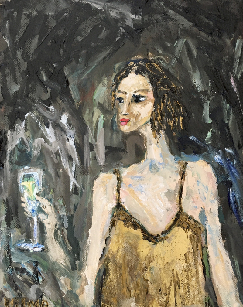 Vilma Gataveckienė tapytas paveikslas Su taure, Moters grožis , paveikslai internetu