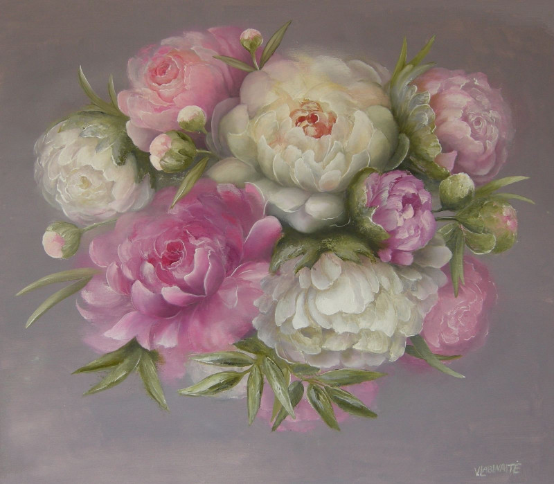 Peonies original painting by Viktorija Labinaitė. Flowers