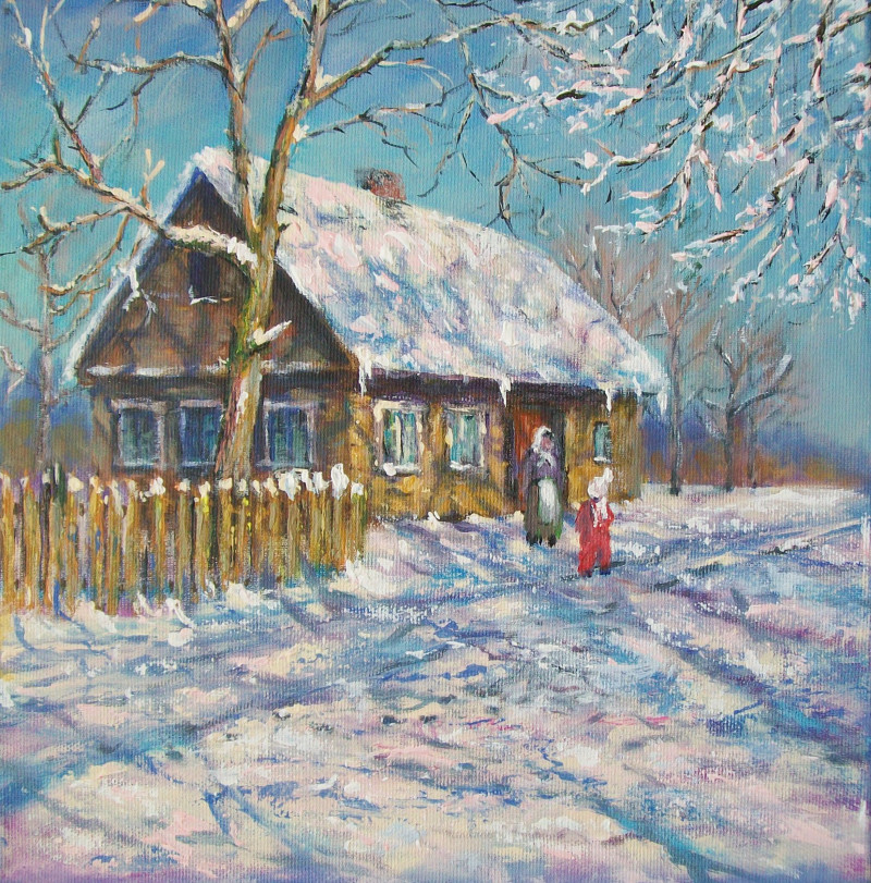 Shadows original painting by Petras Beniulis. Paintings With Winter