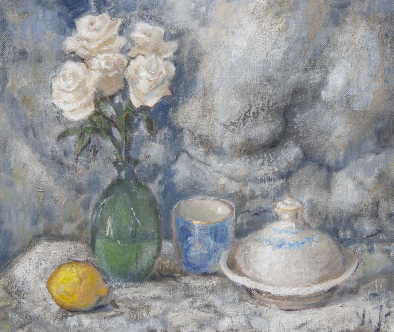 Roses in Silence original painting by Vidmantas Jažauskas. Still-Life