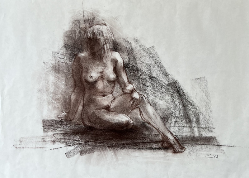 Nijolė Zubienė tapytas paveikslas Besiilsinti, Moters grožis , paveikslai internetu