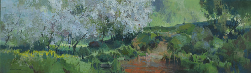 Spring original painting by Vytautas Laisonas. Landscapes