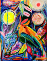 Arvydas Martinaitis tapytas paveikslas Kompozicija su gėlėmis, Spalvų pliūpsnis , paveikslai internetu