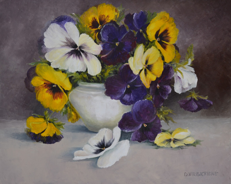 Contrasts of Spring original painting by Danutė Virbickienė. Talk Of Flowers