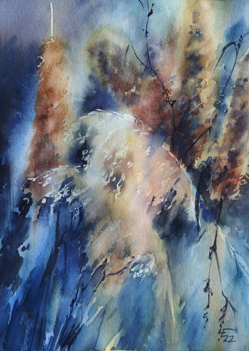 Eglė Lipinskaitė tapytas paveikslas Mėlyno vakaro bliuzas, Abstrakti tapyba , paveikslai internetu