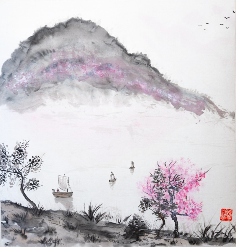 Indrė Beinartė tapytas paveikslas Pavasaris kalnuose, Ramybe dvelkiantys , paveikslai internetu