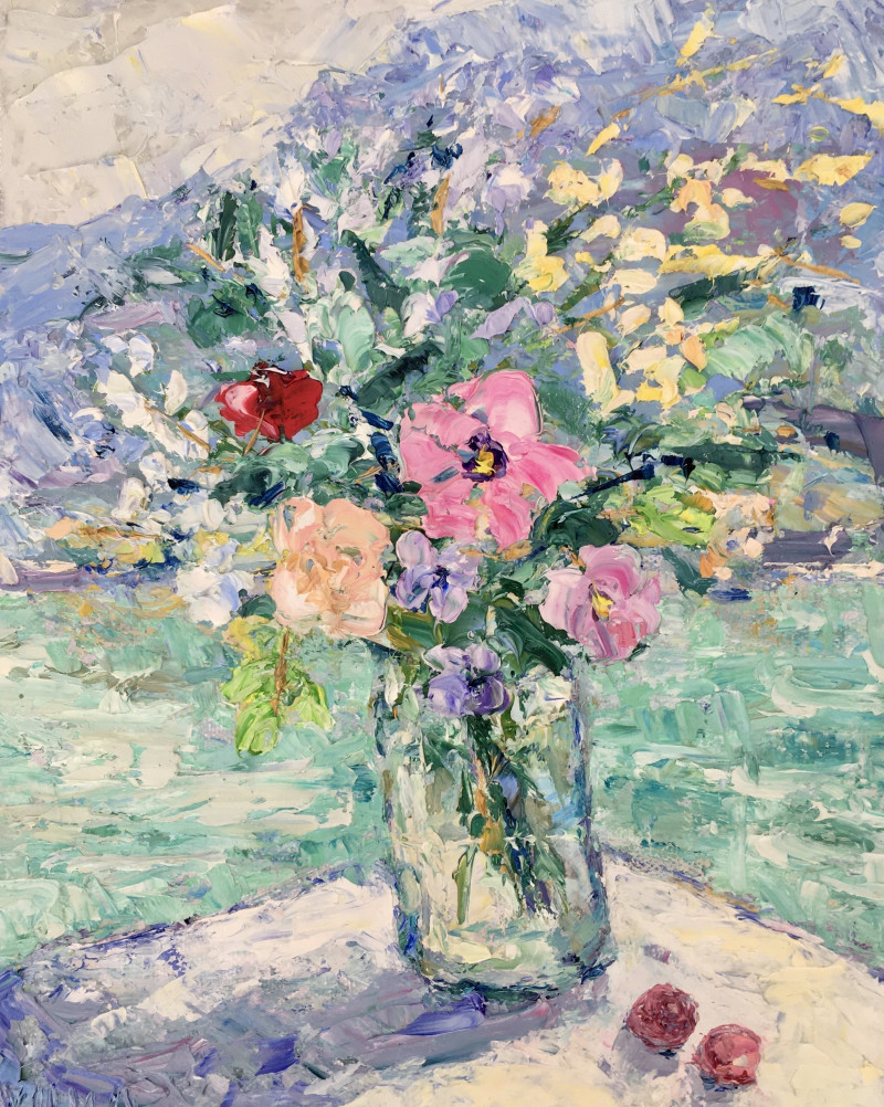Vilma Gataveckienė tapytas paveikslas Vasaros gėlių puokštė, Gėlės , paveikslai internetu