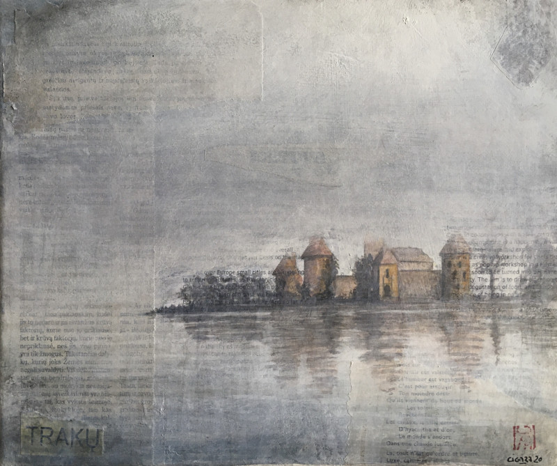 Trakai mist original painting by Jerome Cigara . Landscapes