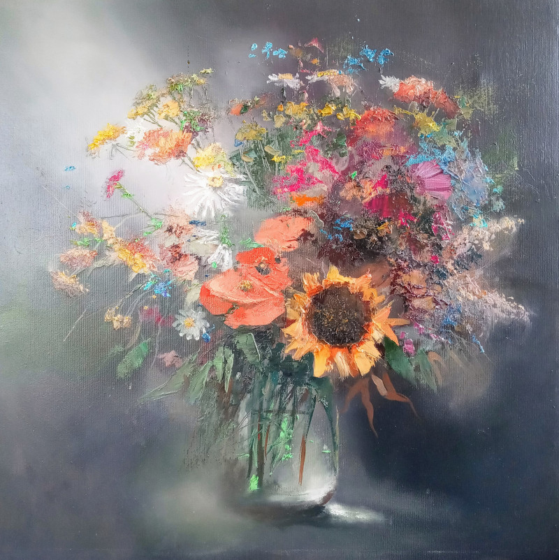 Rolandas Mociūnas tapytas paveikslas Lauko gėlės, Gėlės , paveikslai internetu