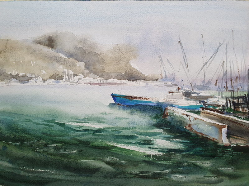 Sicilian Coast original painting by Raimonda Rauluševičienė. Marine Art