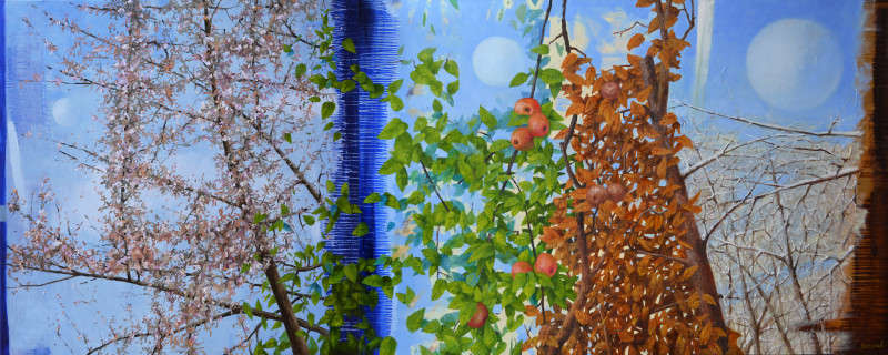 Artūras Braziūnas tapytas paveikslas Pavasaris ir vasara, ruduo, žiema, Išlaisvinta fantazija , paveikslai internetu