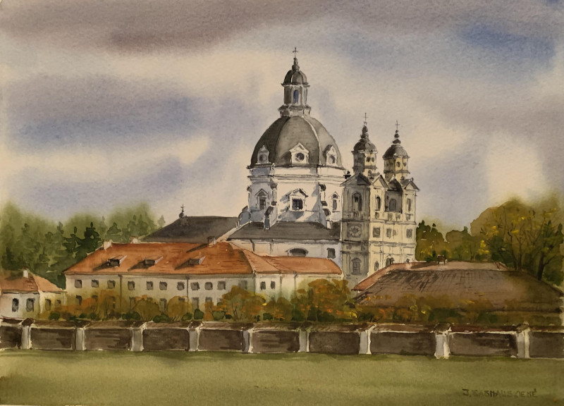 Kaunas. Monastery of Pazaislis original painting by Jūratė Sasnauskienė. Urbanistic - Cityscape