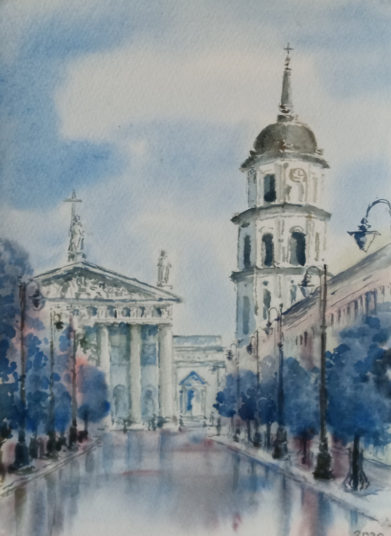 Jūratė Sasnauskienė tapytas paveikslas Vilniaus Katedra 5, Urbanistinė tapyba , paveikslai internetu