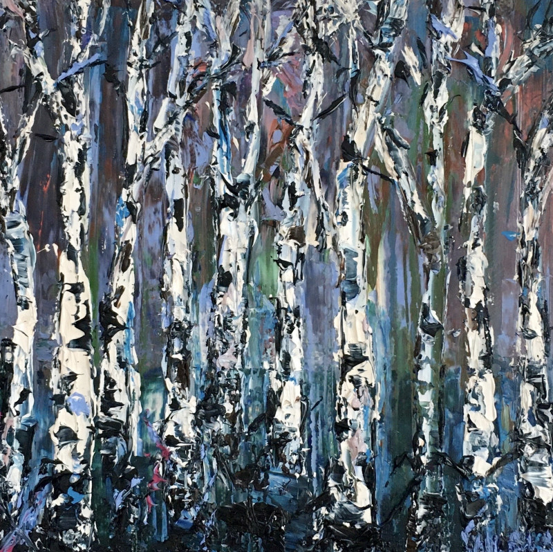 Birch Forest original painting by Vilma Gataveckienė. Miniature