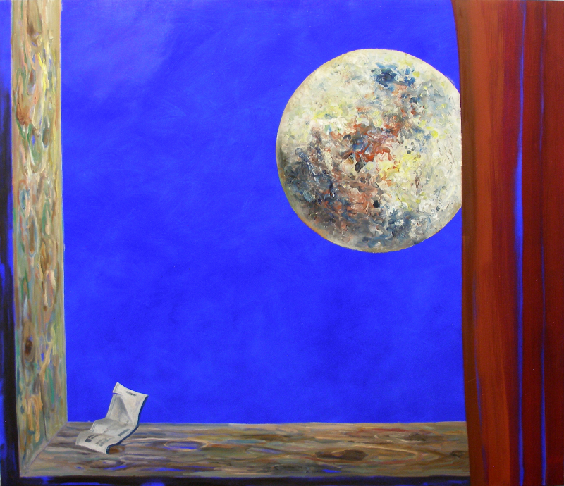 A Ticket to the Moon original painting by Vytautas Žirgulis. Calm paintings