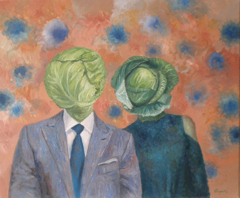 Heads Like Cabbage original painting by Vytautas Žirgulis. Fantastic