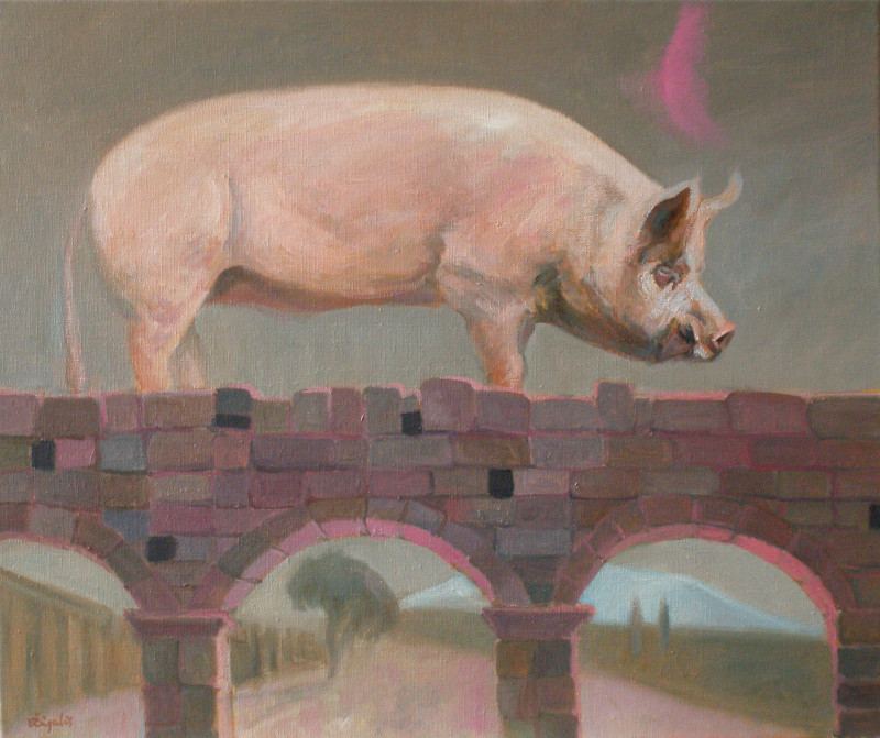 Pink Dream original painting by Vytautas Žirgulis. Animalistic Paintings