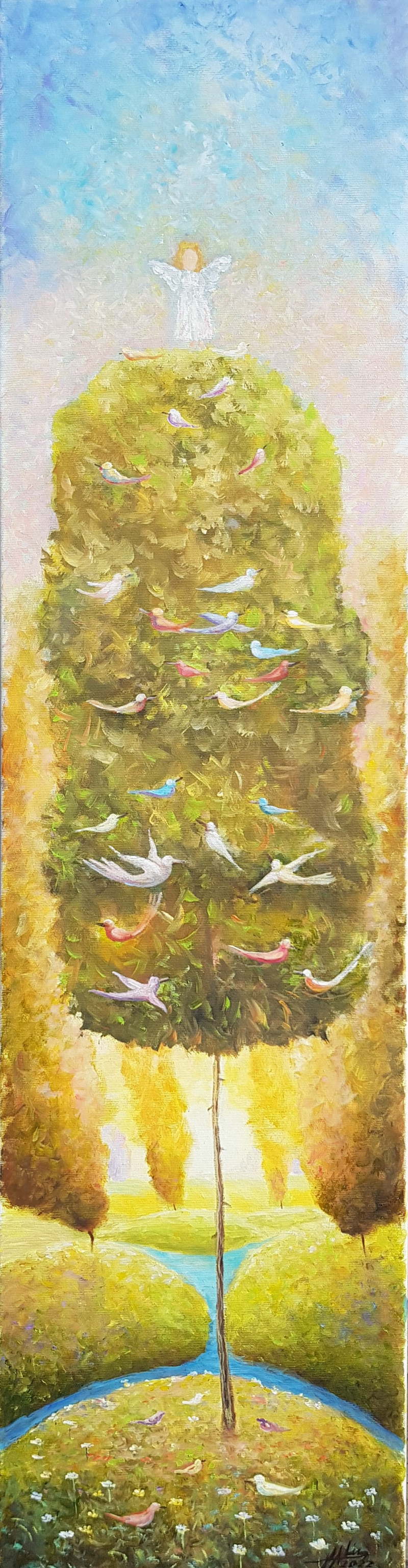 Birds Paradise original painting by Voldemaras Valius. Freed Fantasy