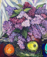 Lilies, Fruits and the Pot original painting by Vincas Andrius (Vincas Andriušis). Still-Life
