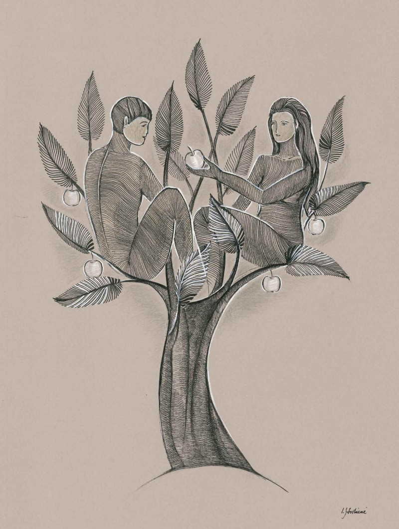 Adam and Eve original painting by Ieva Stoškienė. Fantastic