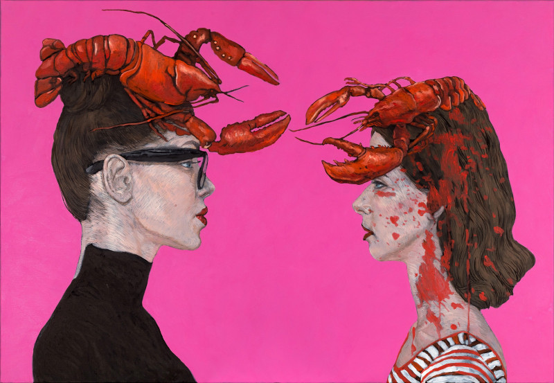 Battle of Lobsters original painting by Natalie Levkovska. Fantastic