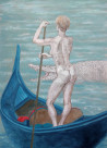 Swimming With Aligator original painting by Natalie Levkovska. Paintings With People