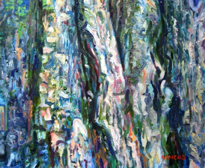 A fragment of the bark of an old maple original painting by Vincas Andrius (Vincas Andriušis). Abstract Paintings