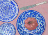 Pomegranate and Moroccan plates original painting by Natalie Levkovska. Still-Life