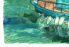 A boat in Corfu original painting by Natalie Levkovska. Marine Art