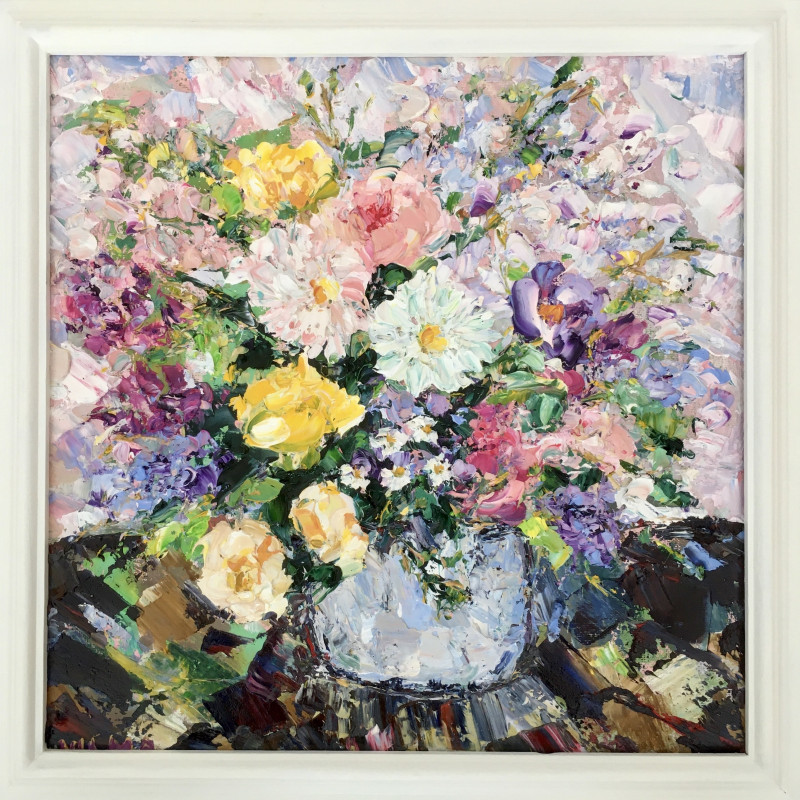 Vilma Gataveckienė tapytas paveikslas Summer bouquet, Gėlės , paveikslai internetu