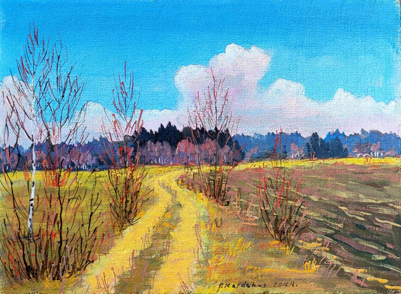 Road towrds Streva original painting by Petras Kardokas. Landscapes
