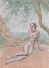 Melancholy original painting by Natalie Levkovska. Nude