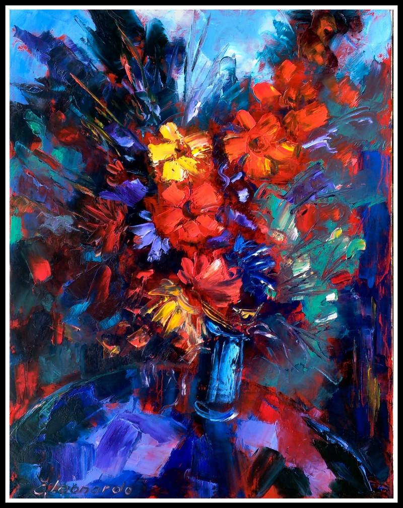 A Bouquet of Flowers original painting by Leonardas Černiauskas. Flowers