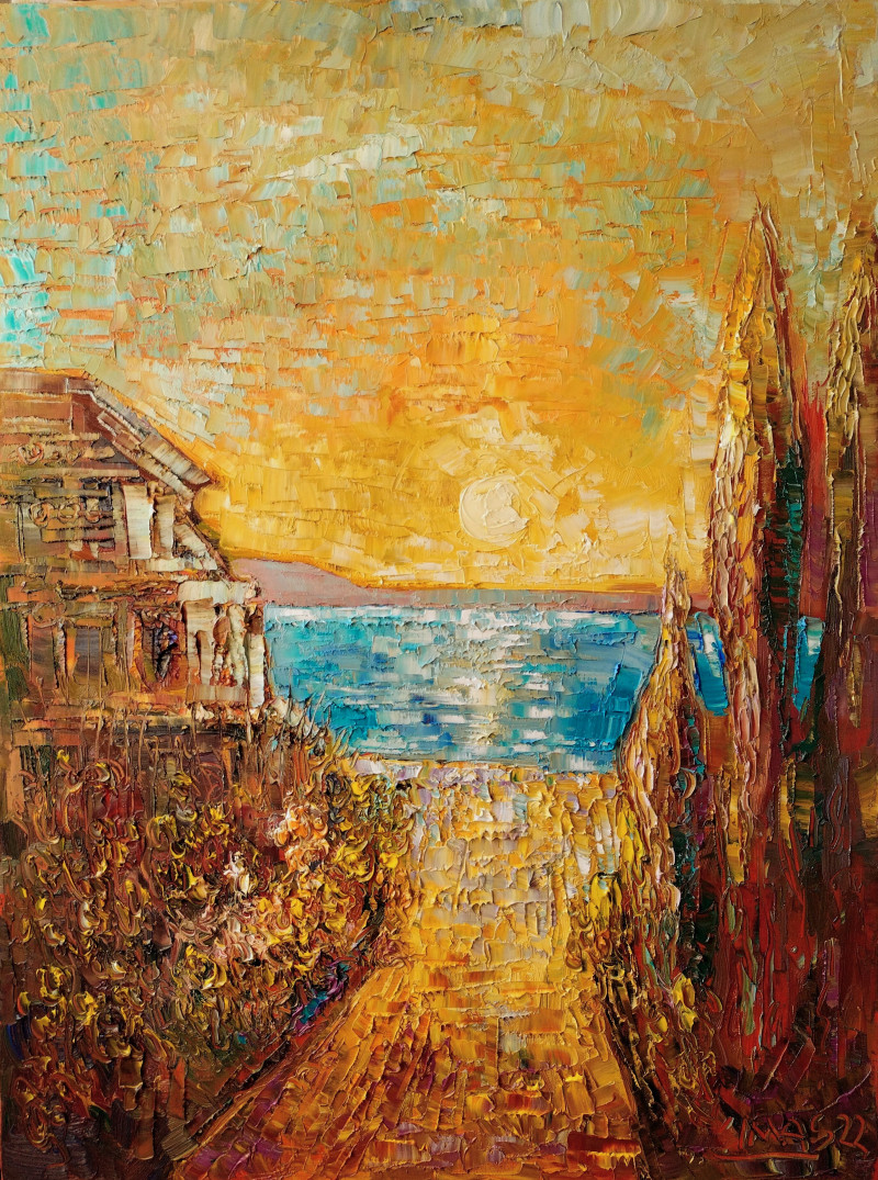 Simonas Gutauskas tapytas paveikslas Namas prie jūros, Peizažai , paveikslai internetu