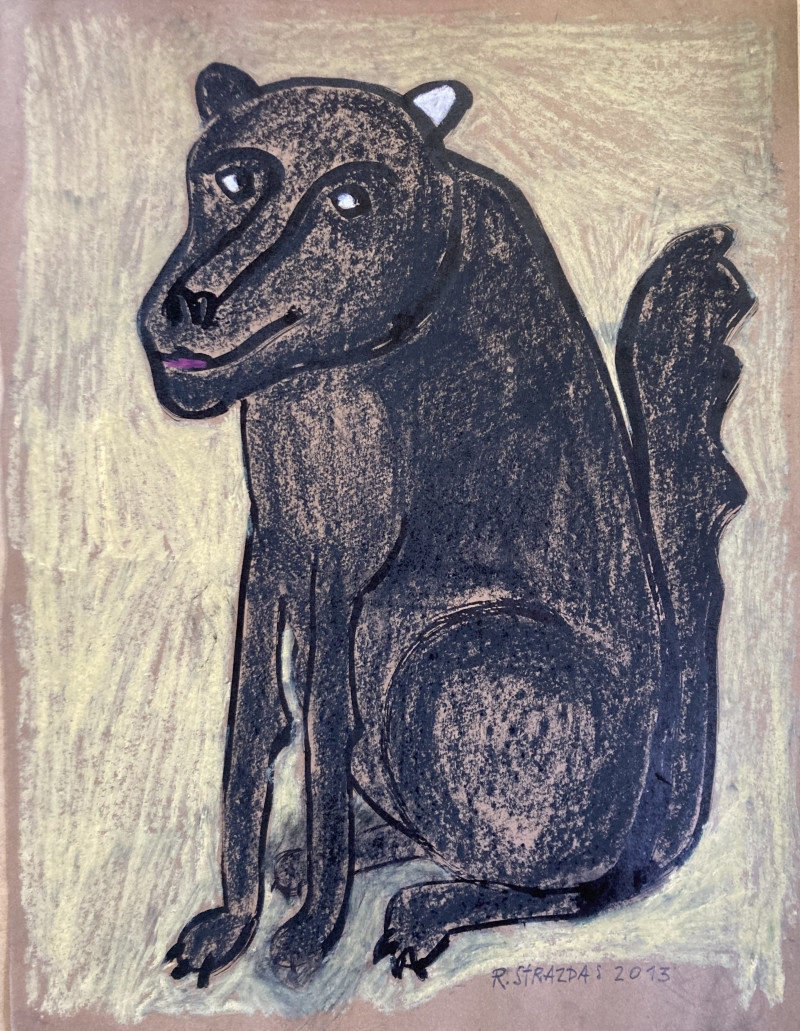 Robertas Strazdas tapytas paveikslas Juodas didelis šuo, Animalistiniai paveikslai , paveikslai internetu