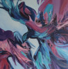 Justina Adomavičienė tapytas paveikslas Paukščiai, Abstrakti tapyba , paveikslai internetu