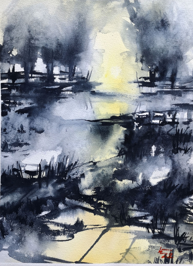 Eglė Lipinskaitė tapytas paveikslas Atspindys, Abstrakti tapyba , paveikslai internetu