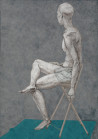 The Man on the Stool original painting by Natalie Levkovska. Nude