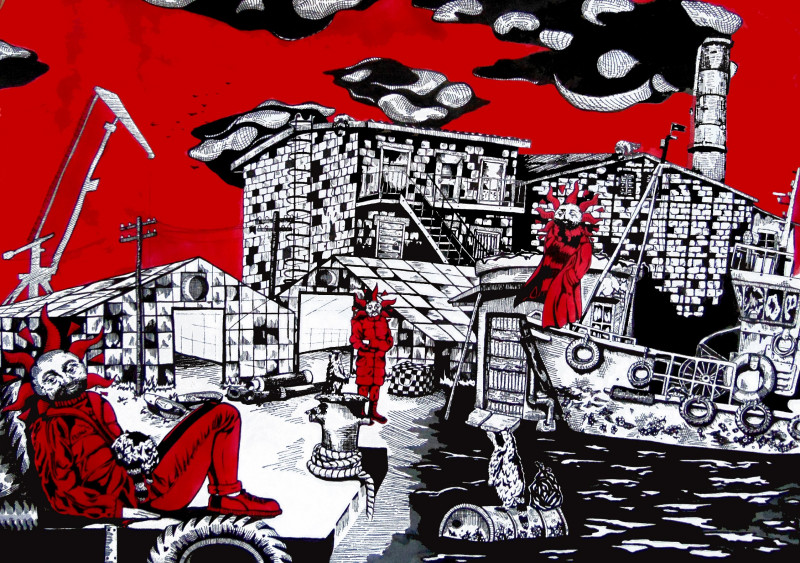 Gerda Grigaliūnaitė tapytas paveikslas Laužas 3, Išlaisvinta fantazija , paveikslai internetu
