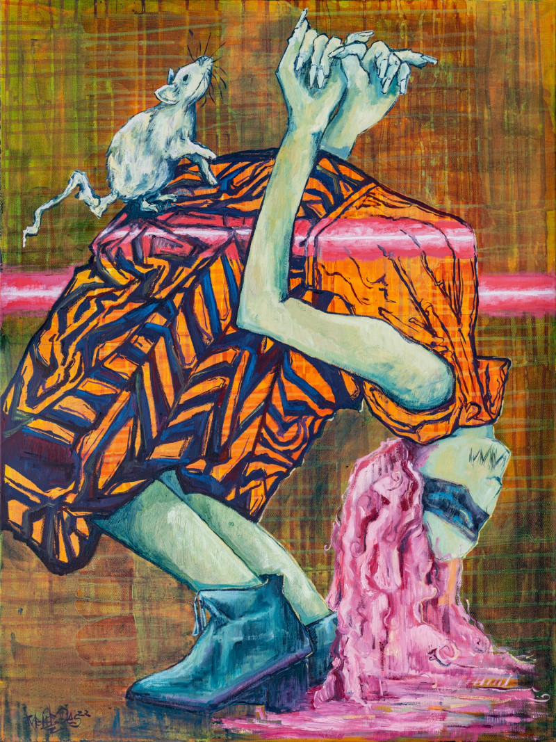 Mindaugas Pupelis tapytas paveikslas Ji šoko gatvėj, paskendusi glėby, savos vienatvės, Šokis ir muzika , paveikslai internetu