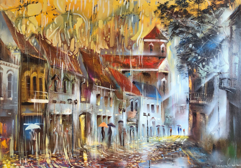 Sun in the Rain original painting by Alvydas Venslauskas. Freed Fantasy