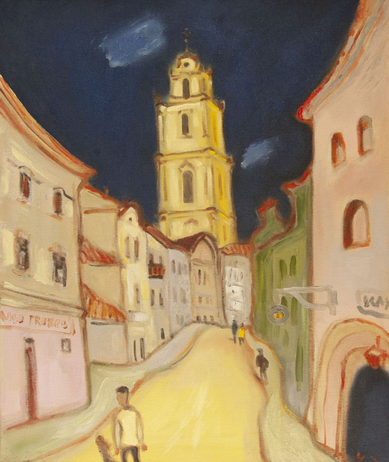Vidmantas Jažauskas tapytas paveikslas Šv. Jono varpinė Vilniuje, Urbanistinė tapyba , paveikslai internetu