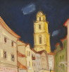 St. John's Bell Tower in Vilnius original painting by Vidmantas Jažauskas. Urbanistic - Cityscape