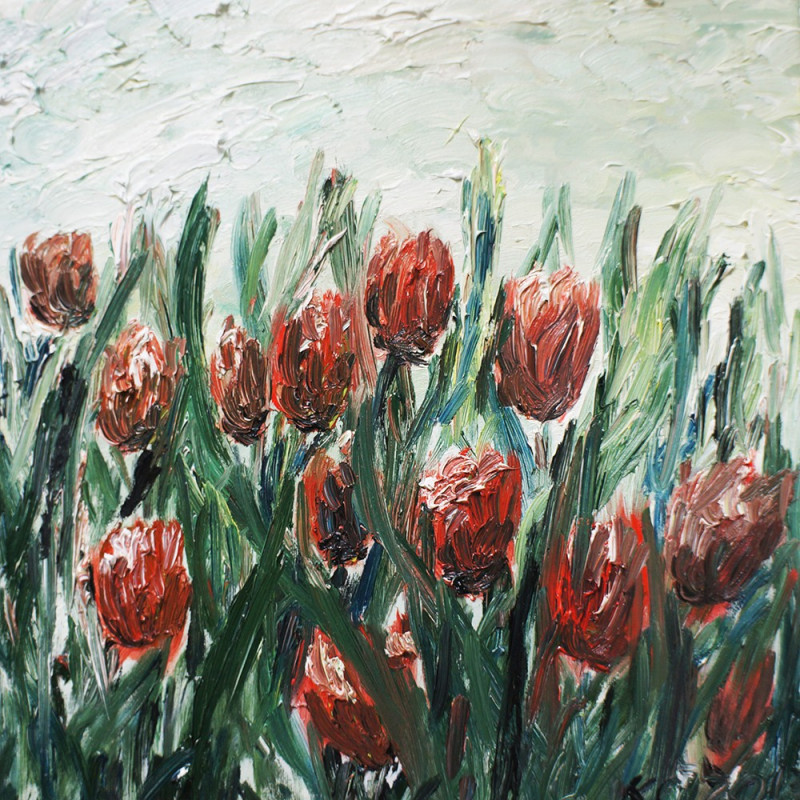 Kristina Česonytė tapytas paveikslas Raudonos tulpės, Tapyba aliejumi , paveikslai internetu