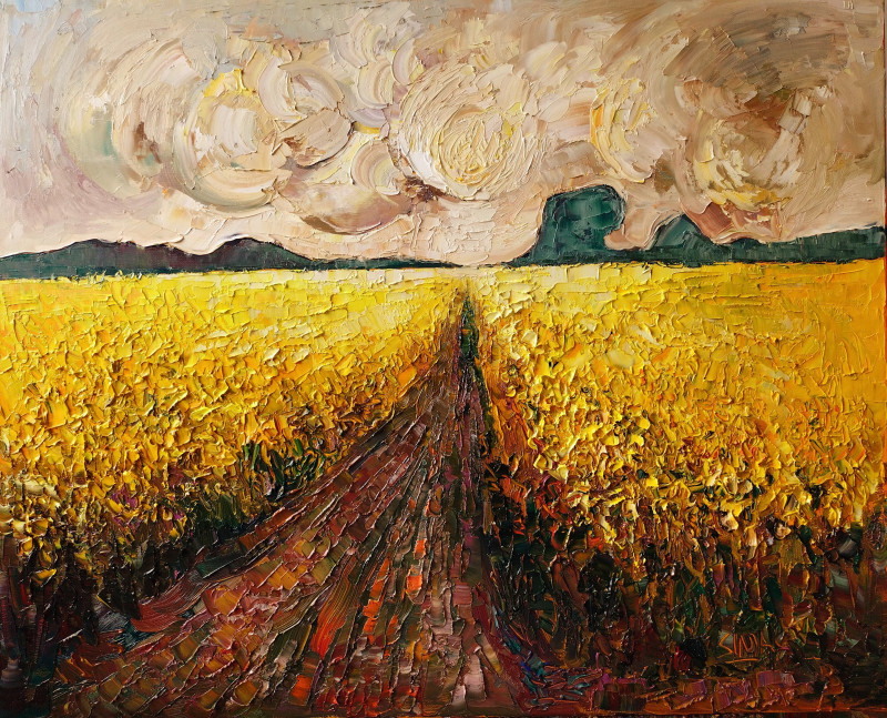 Blooming Field original painting by Simonas Gutauskas. Picked landscapes