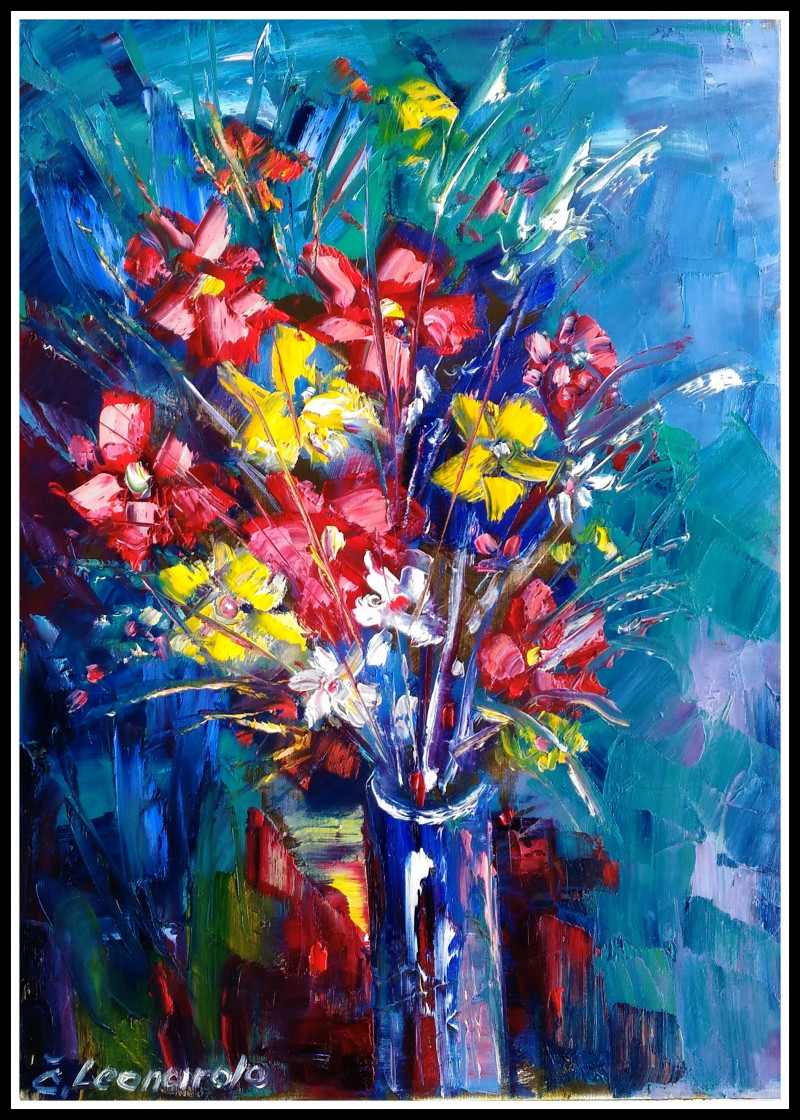 Leonardas Černiauskas tapytas paveikslas Puokštė, Gėlės , paveikslai internetu